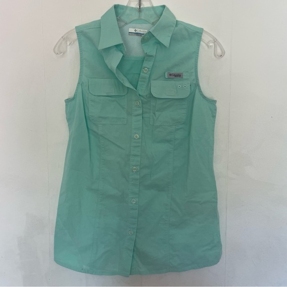 Columbia Tops - Columbia PFG women’s sleeveless button down teal XS summer hiking fishing camp